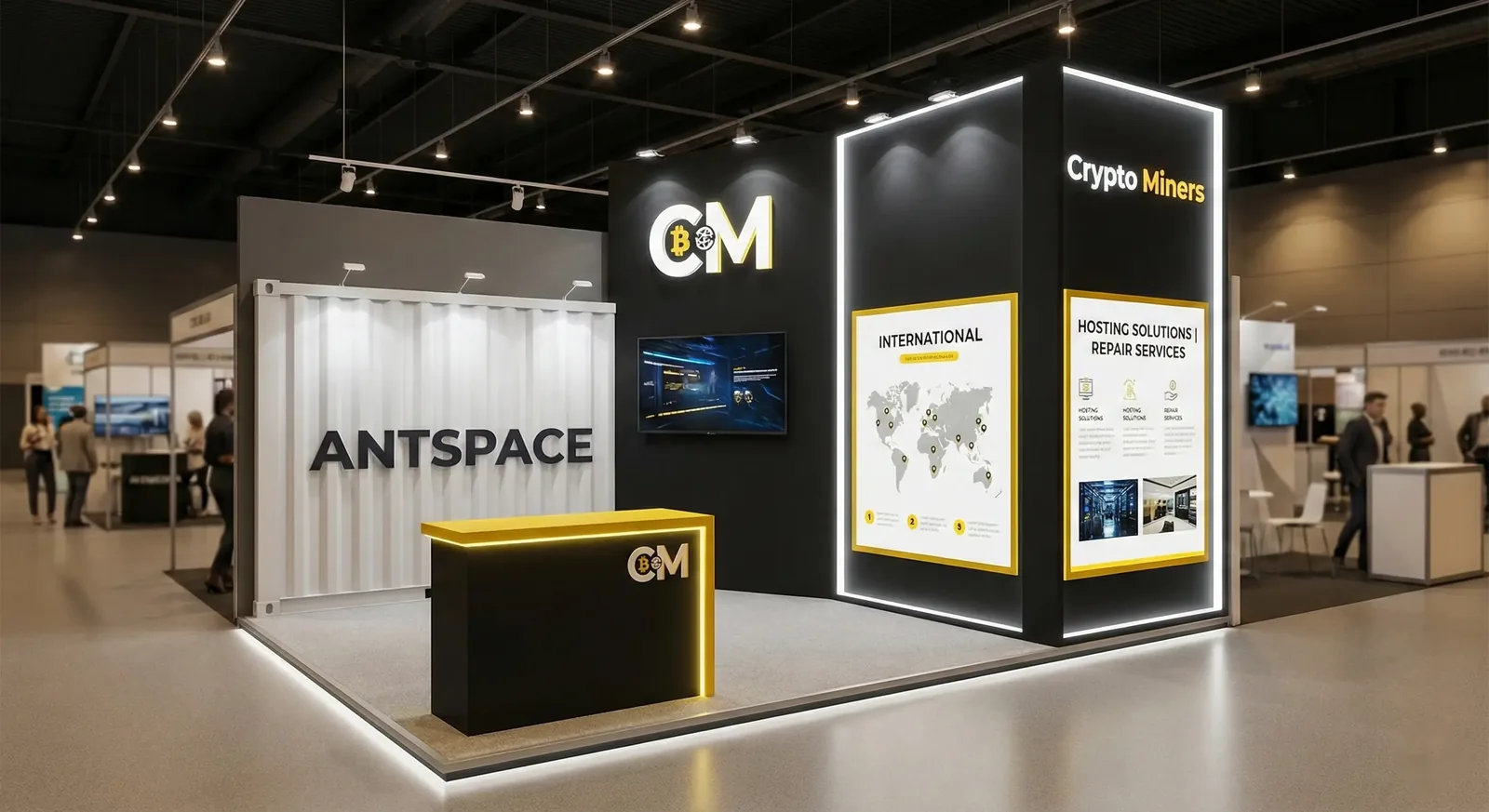 Crypto Miners × Antspace Booth — Exhibition Stand Design (Dubai, 2024)