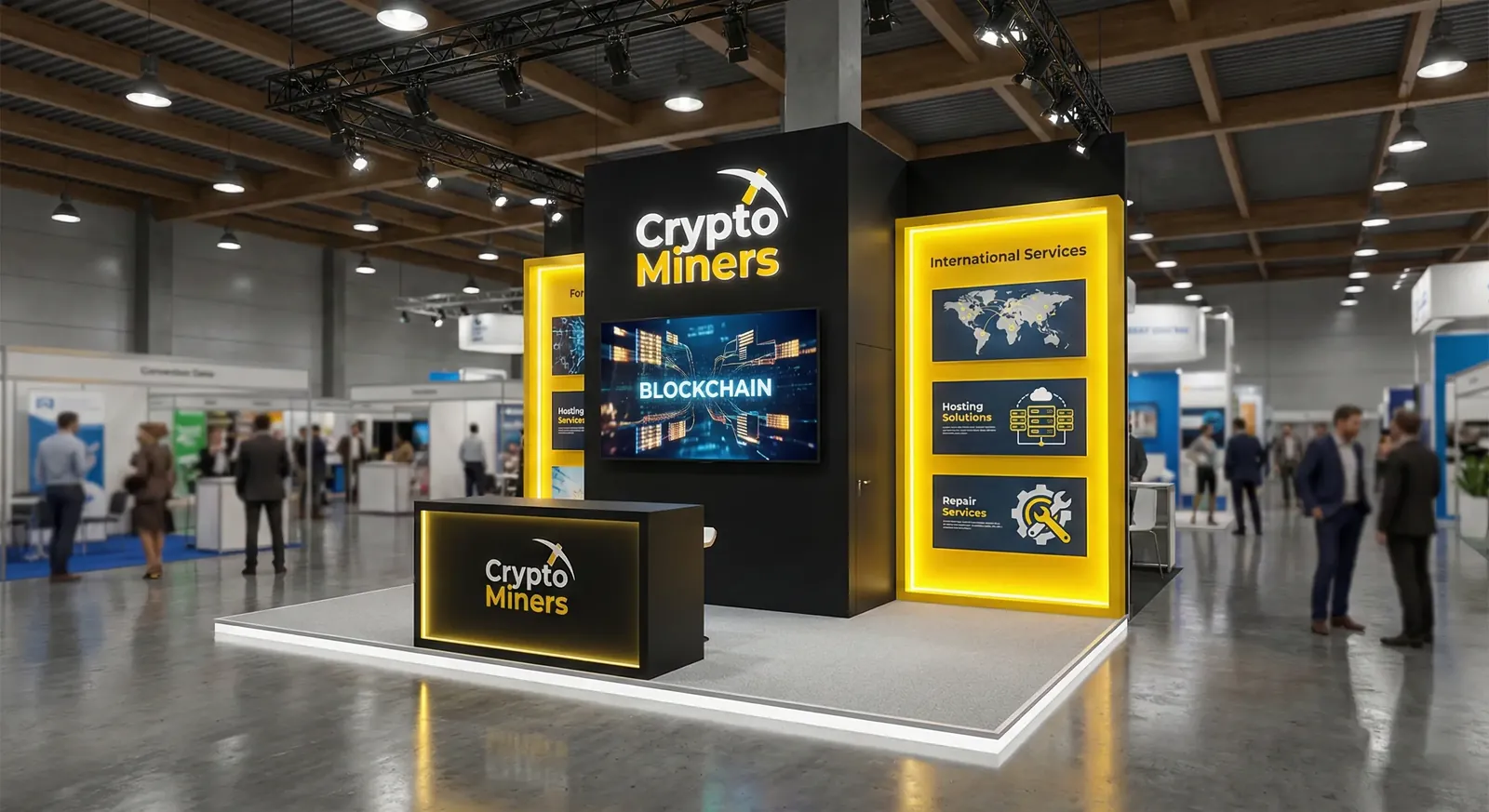 Crypto Miners × Antspace Booth — Exhibition Stand Design (Dubai, 2024)